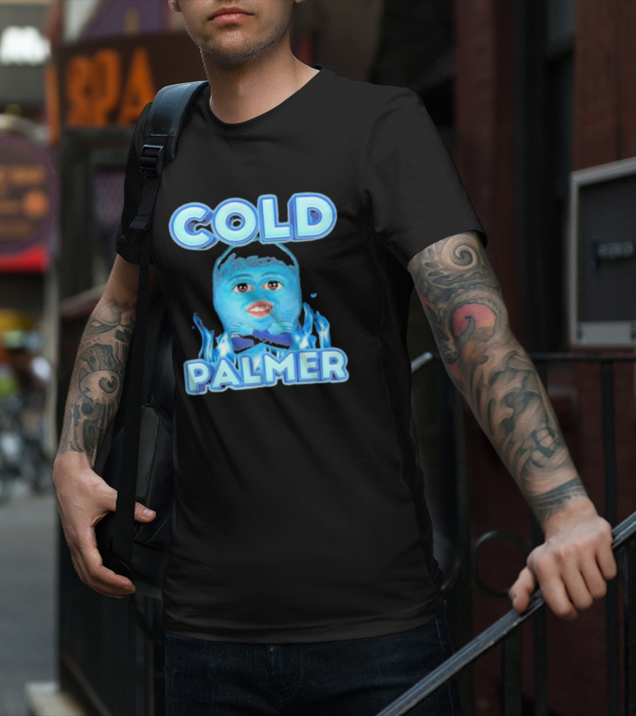 Cold Palmer Frozen Face With Blue Flames T-Shirt