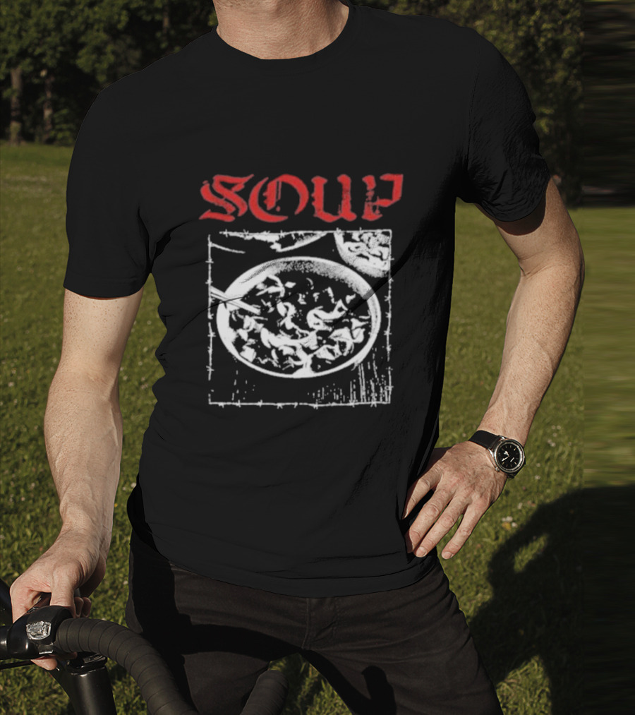 Soup Bowl With Red Hardcore Typography T-Shirt