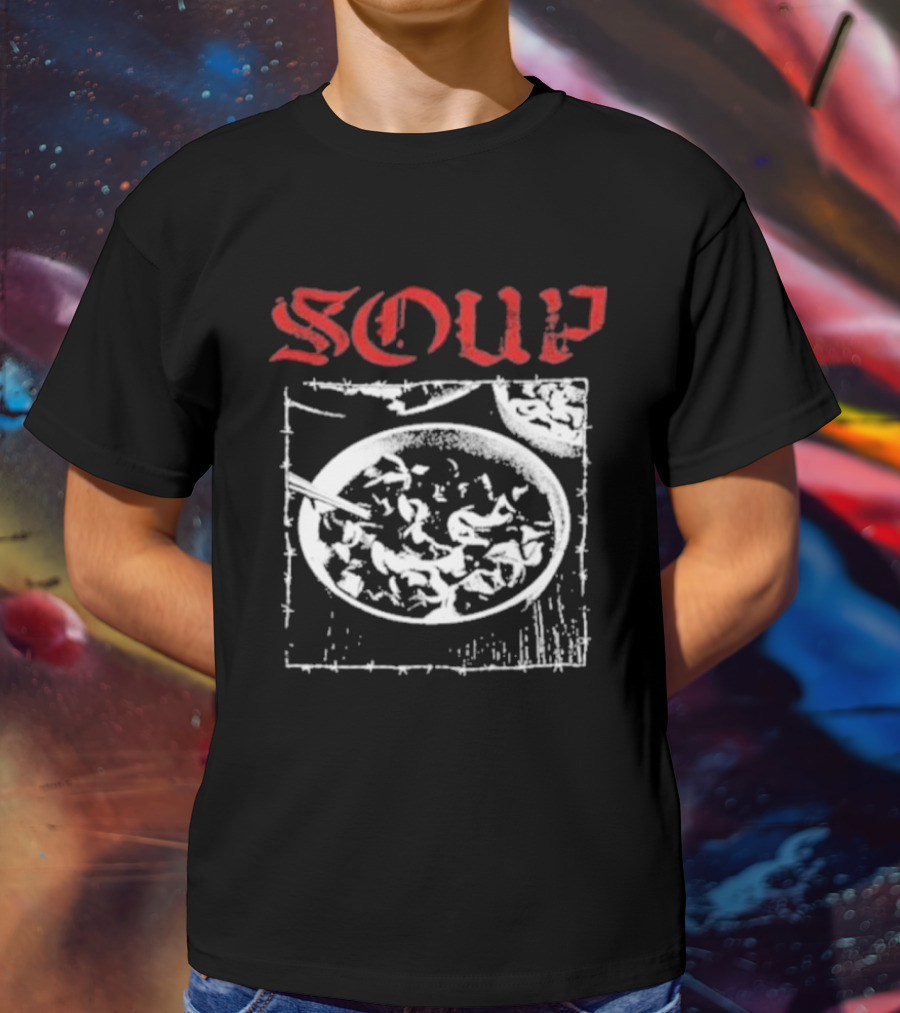 Soup Bowl With Red Hardcore Typography T-Shirt