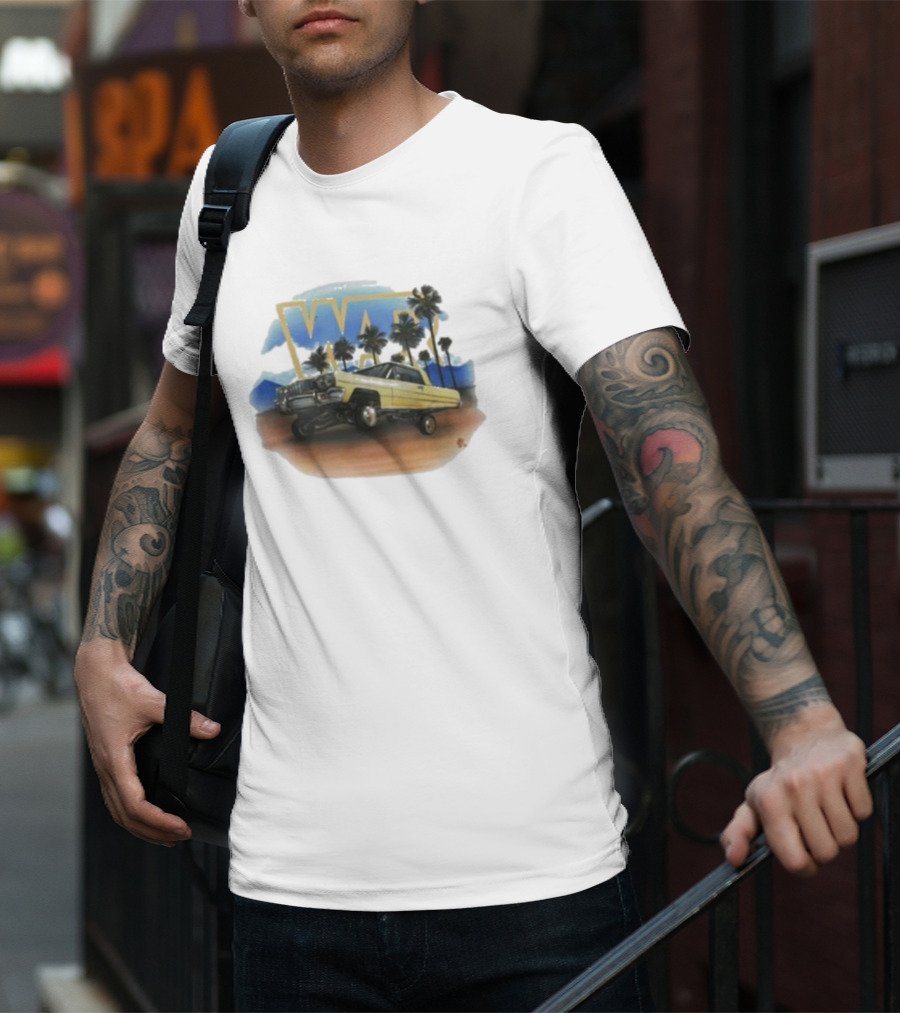 War Low Rider Airbrush Palm Trees Classic Car Lifted T-Shirt