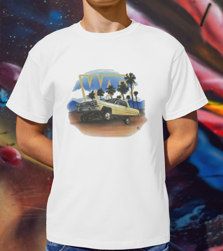 War Low Rider Airbrush Palm Trees Classic Car Lifted T-Shirt
