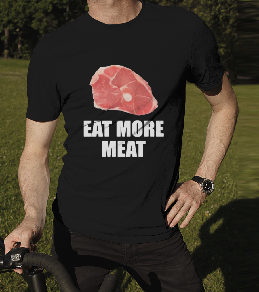 Oscar De La Hoya Wearing Eat More Meat Steak Slice T-Shirt