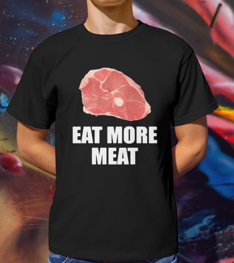 Oscar De La Hoya Wearing Eat More Meat Steak Slice T-Shirt