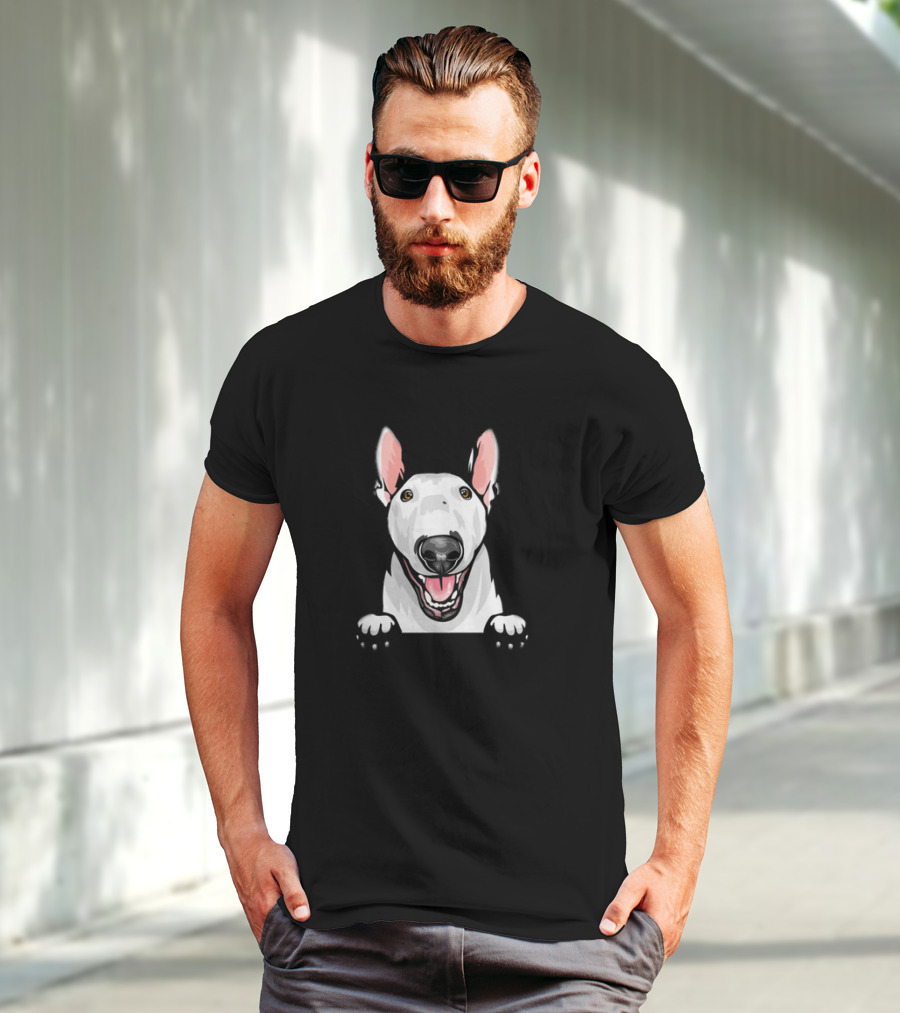 Animal Dog Bull Terrier Peeking With Ears And Nose T-Shirt
