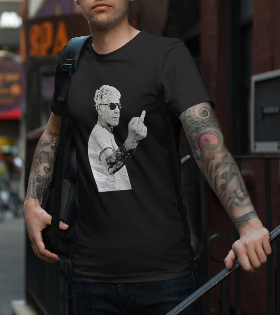 Anthony Bourdain Iconic Middle Finger Gesture T-Shirt