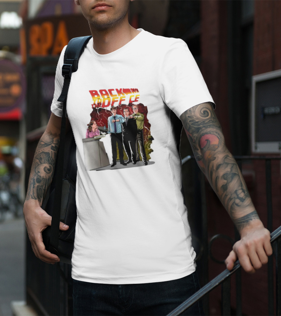 Back To The Office Men At Reception: Humorous Nostalgia With Lightning Burst T-Shirt