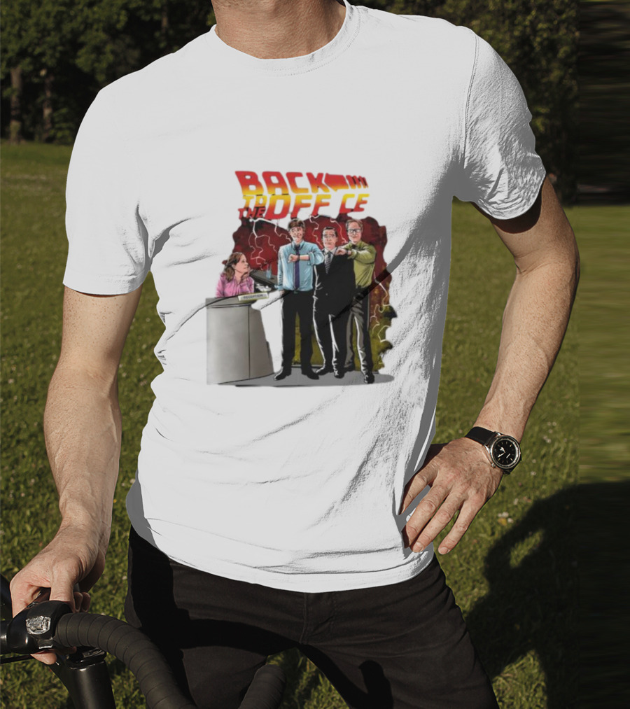Back To The Office Men At Reception: Humorous Nostalgia With Lightning Burst T-Shirt