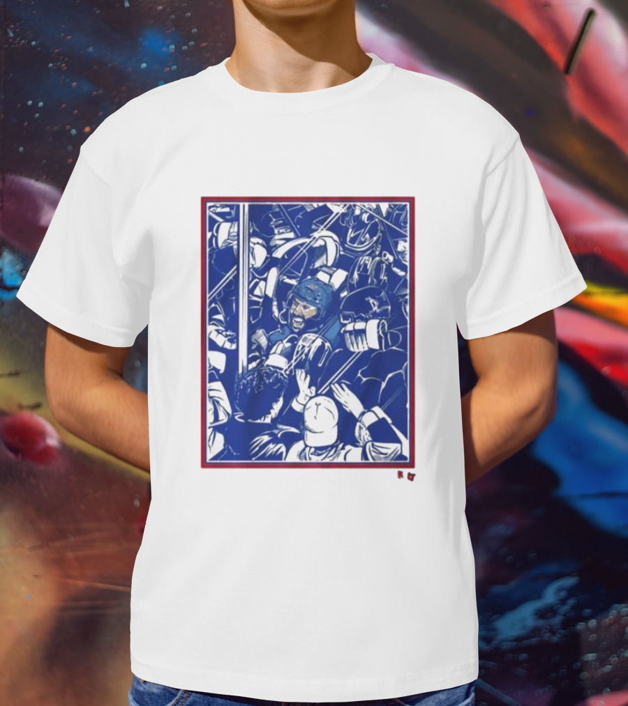 Vincent Trocheck Dogpile Hockey Team Celebration In Blue And White T-Shirt