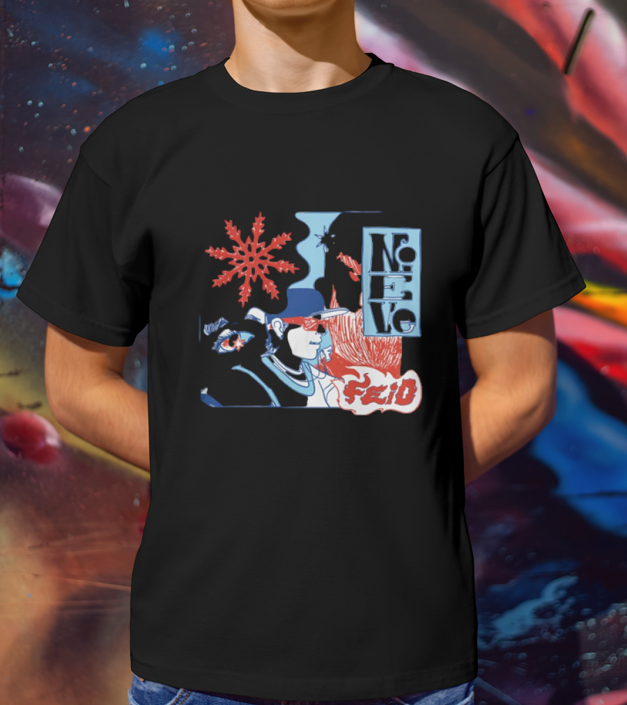 Ferxxo Merch Store Feid Nieve Snowflake Graphic Hip-Hop T-Shirt