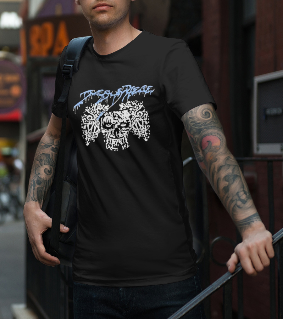 Coldcuts Jesus Piece Three Skulls Distorted Typography T-Shirt