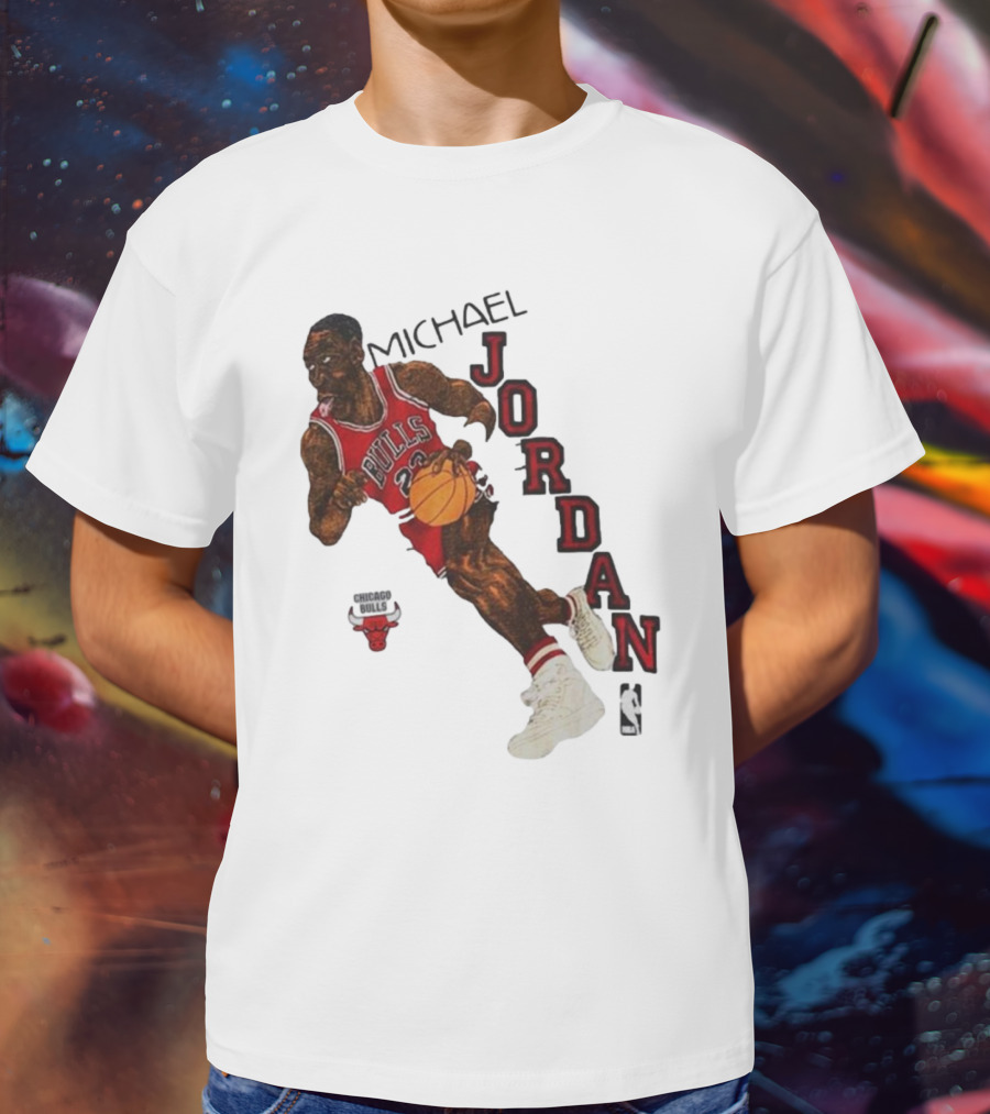 Michael Jordan Chicago Bulls Cartoon NBA T-Shirt