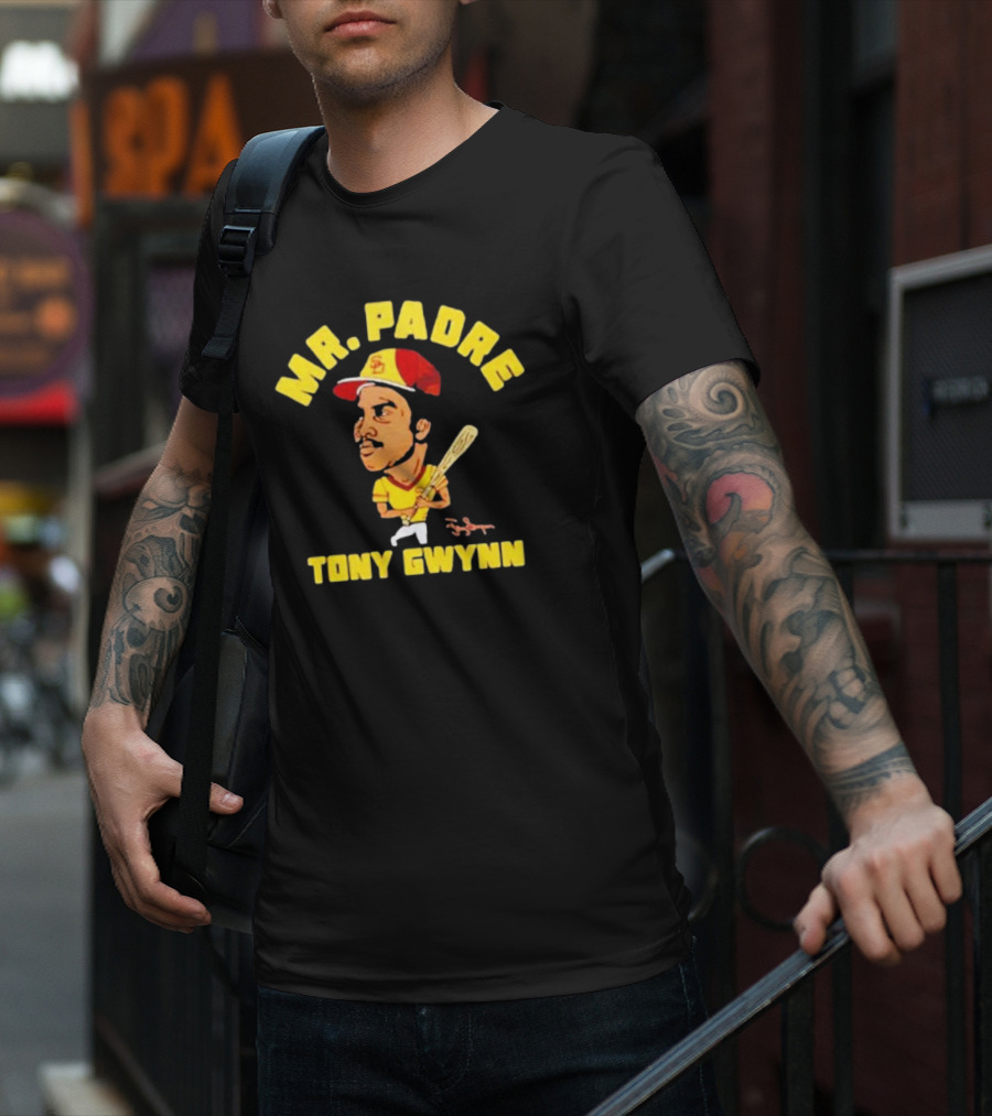 MR. PADRE TONY GWYNN SIGNATURE SAN DIEGO BASEBALL PLAYER CARTOON T-Shirt