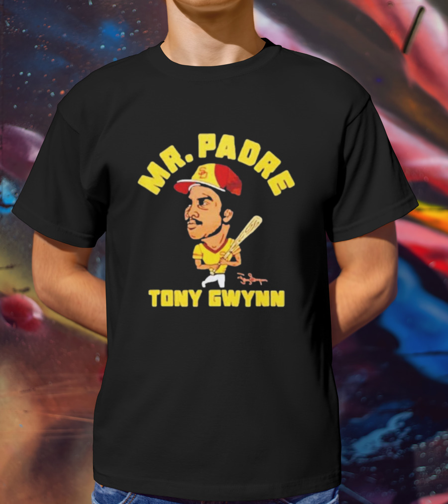 MR. PADRE TONY GWYNN SIGNATURE SAN DIEGO BASEBALL PLAYER CARTOON T-Shirt