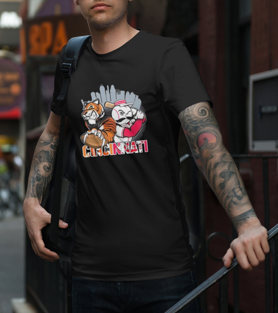 Cincinnati Reds Mr. Redlegs Cincinnati Bengals Tiger Mascot Fan Who Dey T-Shirt