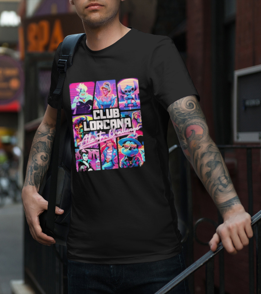 Club Lorcana Atlanta Challenge Ursula Cinderella Stitch 80s Neon T-Shirt