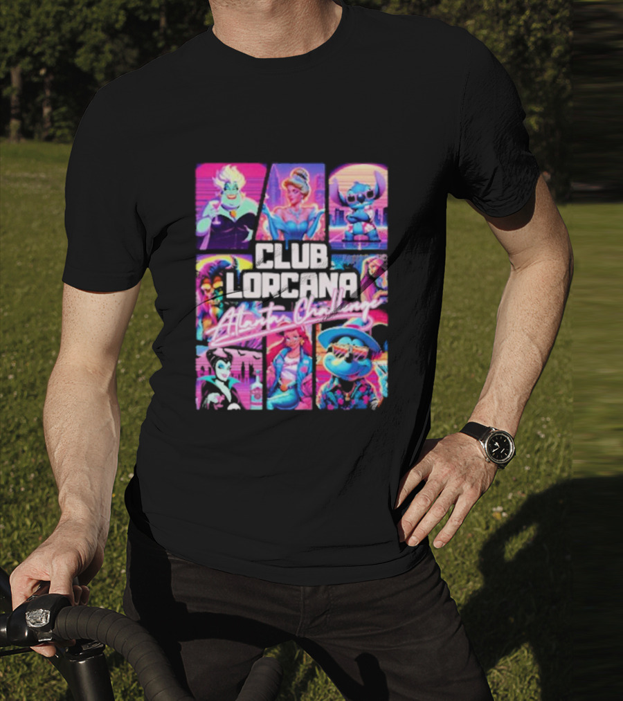 Club Lorcana Atlanta Challenge Ursula Cinderella Stitch 80s Neon T-Shirt