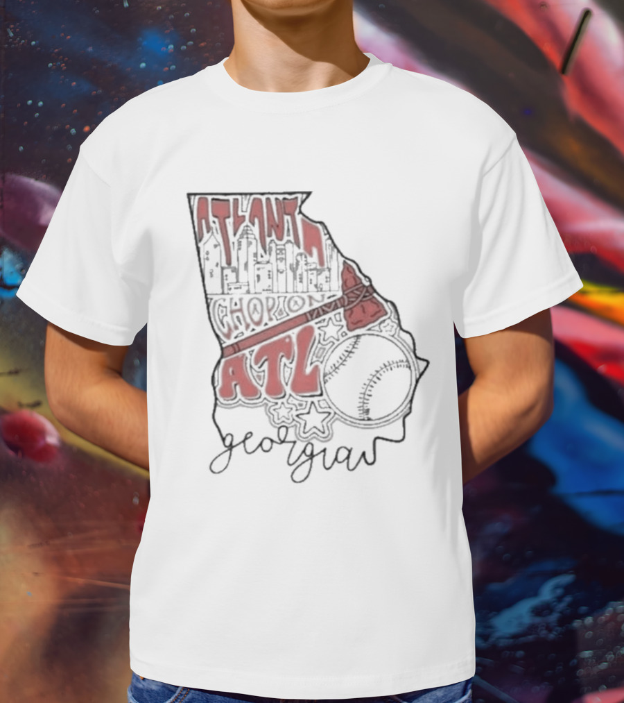 Atlanta Chop On ATL Georgia Baseball Map T-Shirt