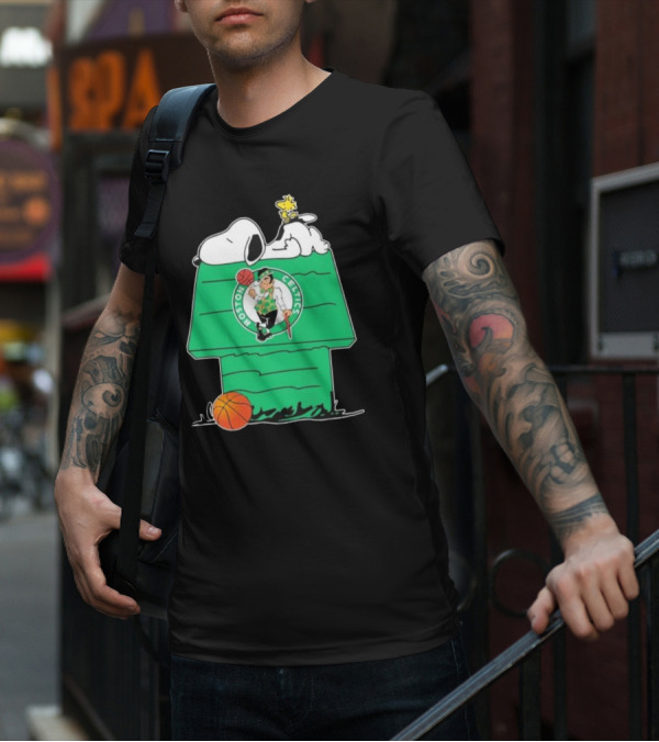 Peanuts Snoopy Woodstock Boston Celtics Basketball House T-Shirt