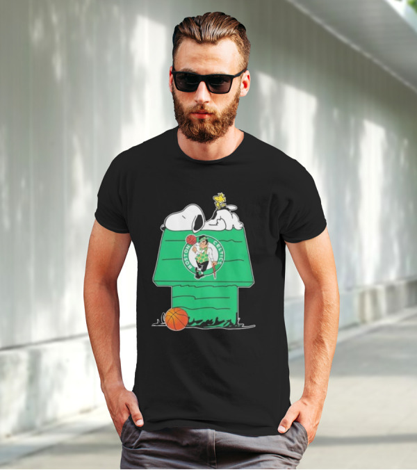 Peanuts Snoopy Woodstock Boston Celtics Basketball House T-Shirt