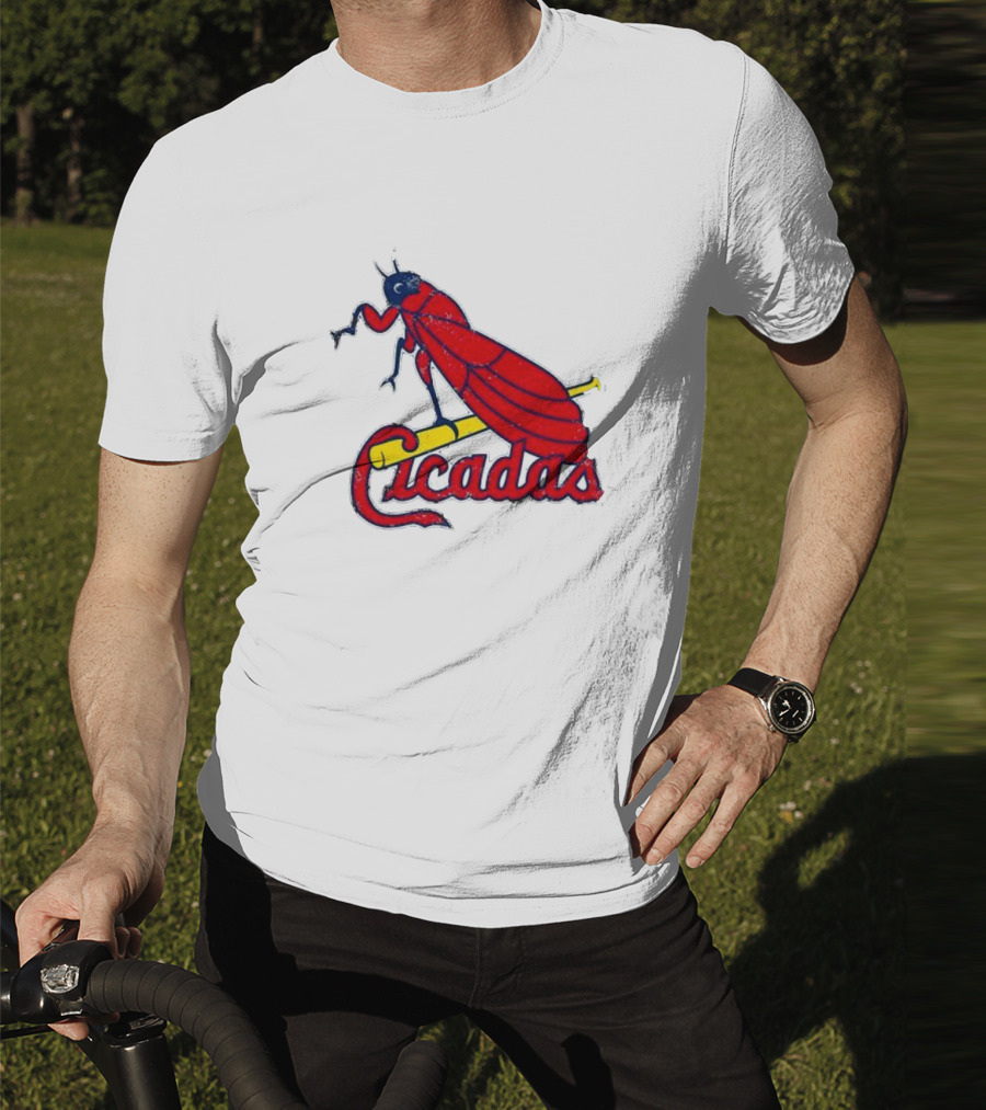 St. Louis Cicadas Red Insect Mascot Baseball Team T-Shirt