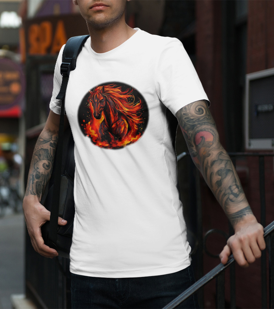 Fiery Horse With Flames For Funny Horse Lovers T-Shirt