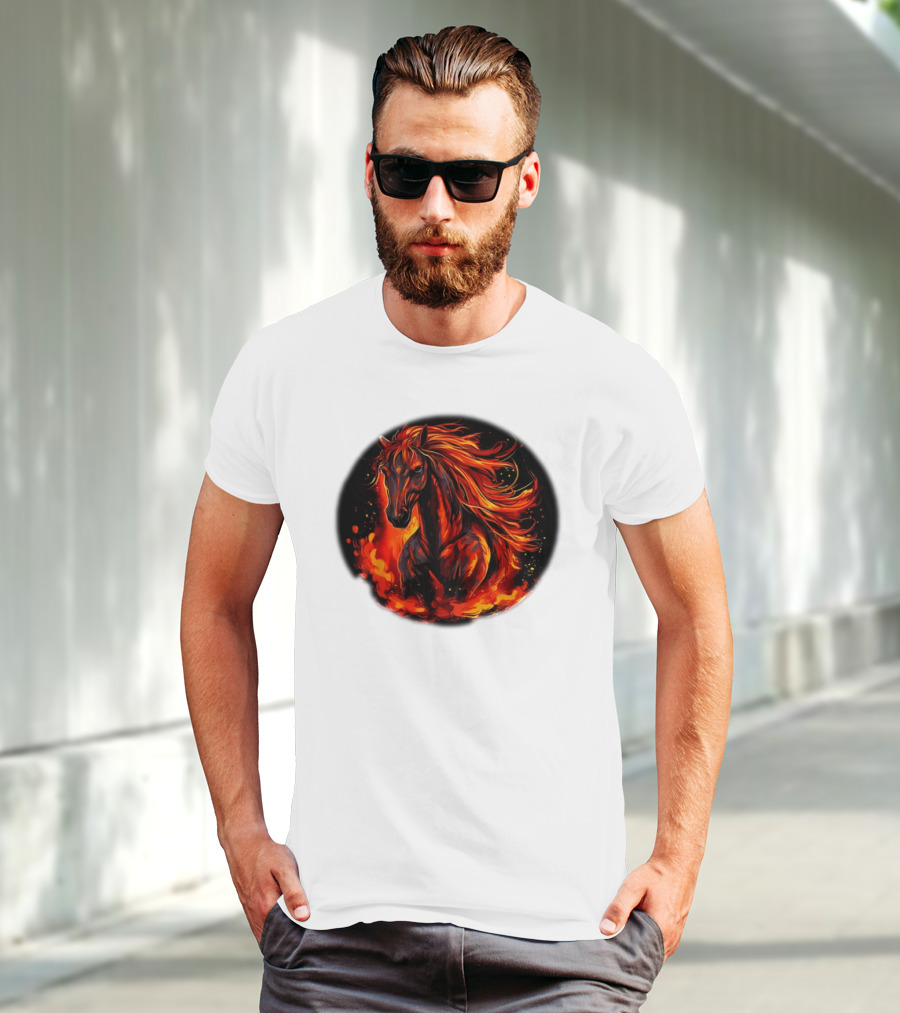 Fiery Horse With Flames For Funny Horse Lovers T-Shirt