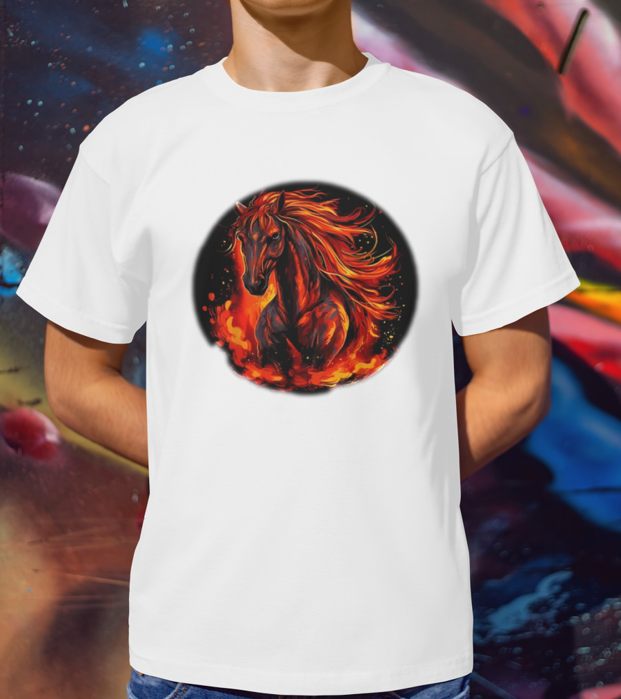 Fiery Horse With Flames For Funny Horse Lovers T-Shirt