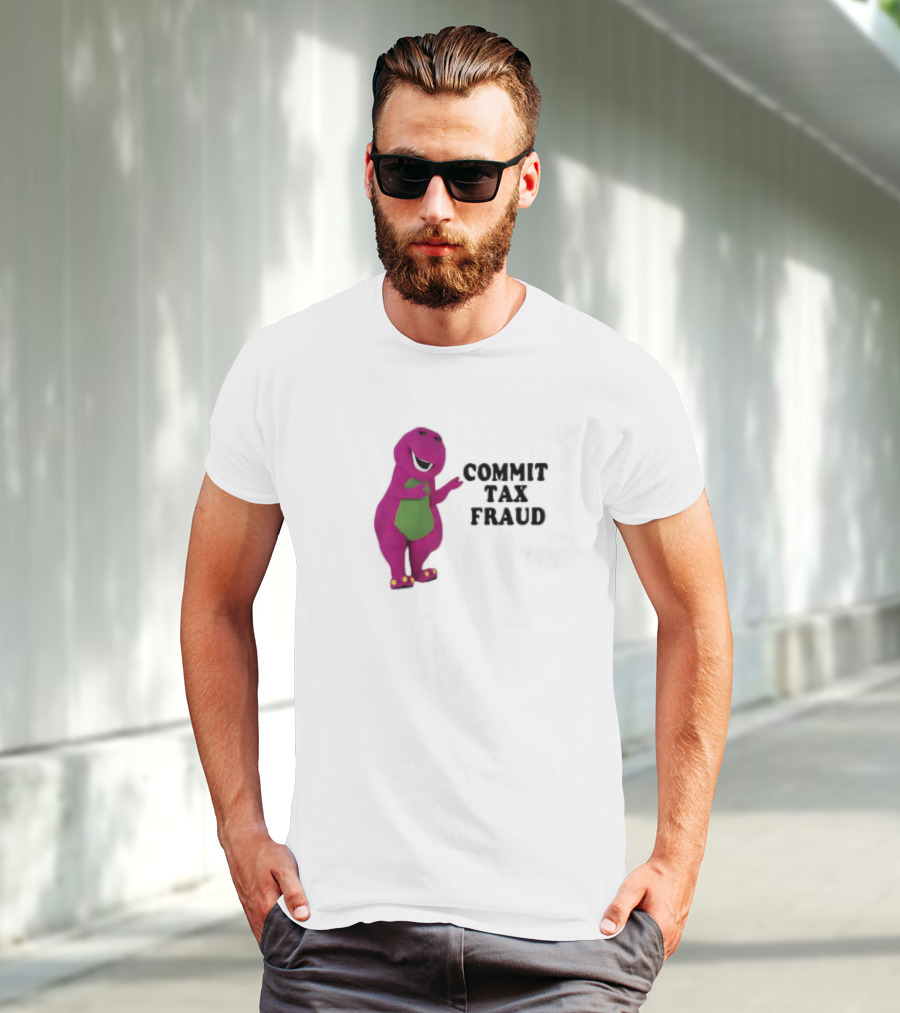 Commit Tax Fraud Purple Dinosaur Joke T-Shirt