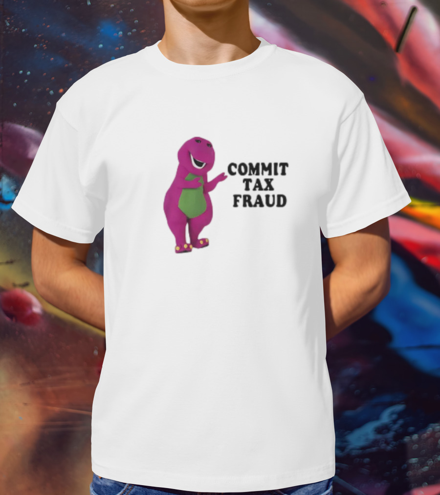 Commit Tax Fraud Purple Dinosaur Joke T-Shirt