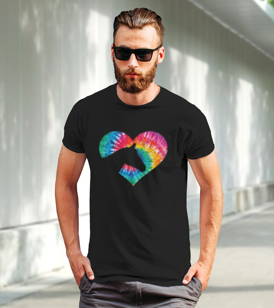 Horse Lover Tie-Dye Rainbow Heart T-Shirt