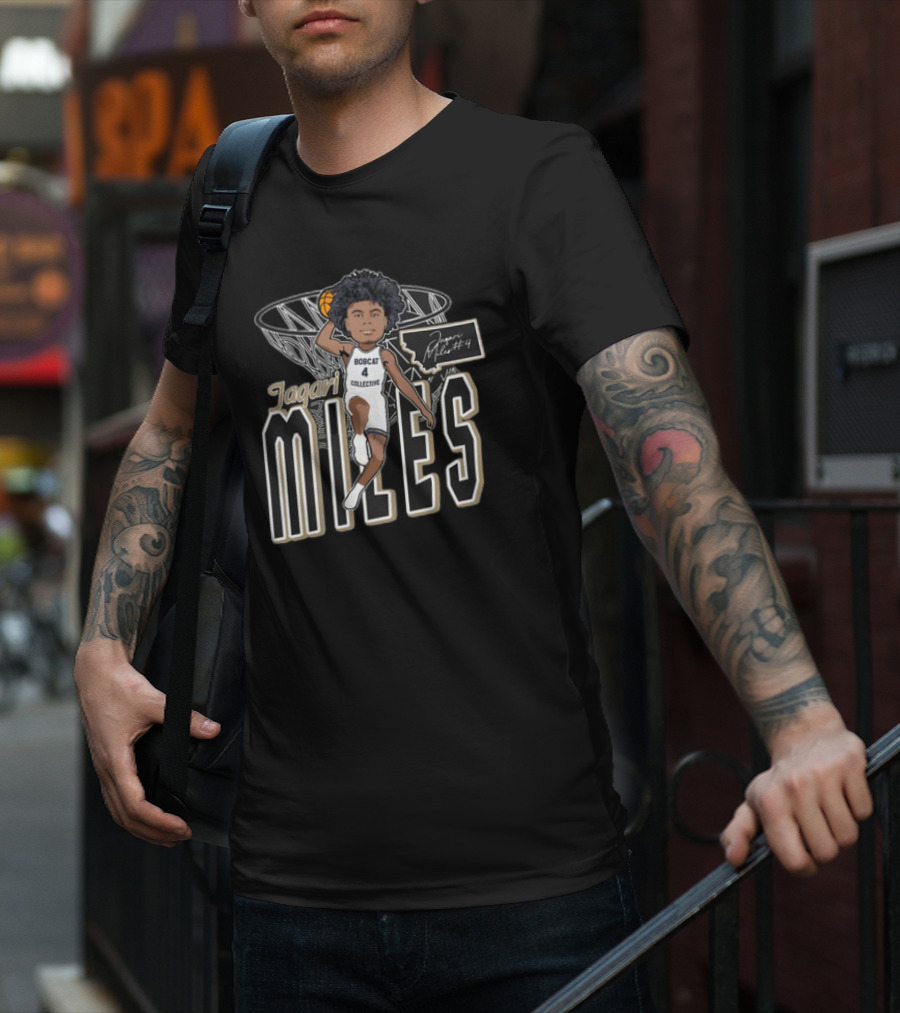Jaqari Miles Bobcat Collective Number 4 Basketball Dunk T-Shirt