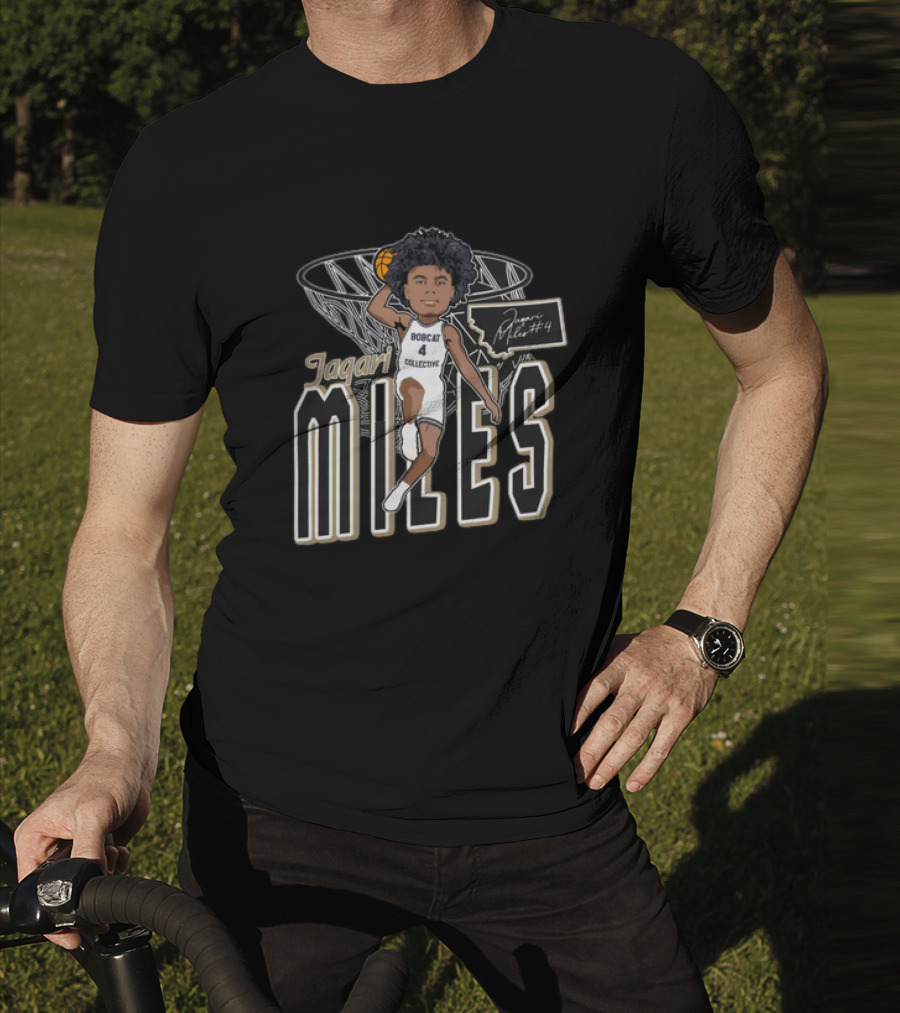Jaqari Miles Bobcat Collective Number 4 Basketball Dunk T-Shirt