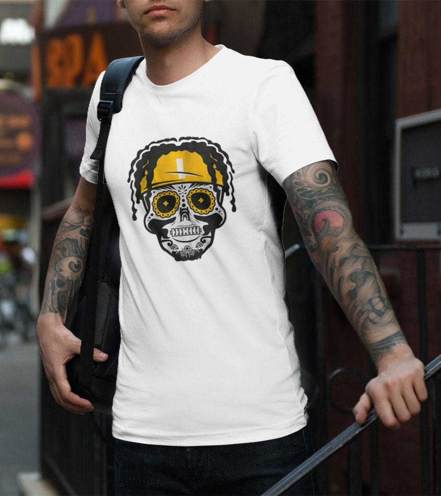 Justin Fields Pittsburgh Football Sugar Skull T-Shirt