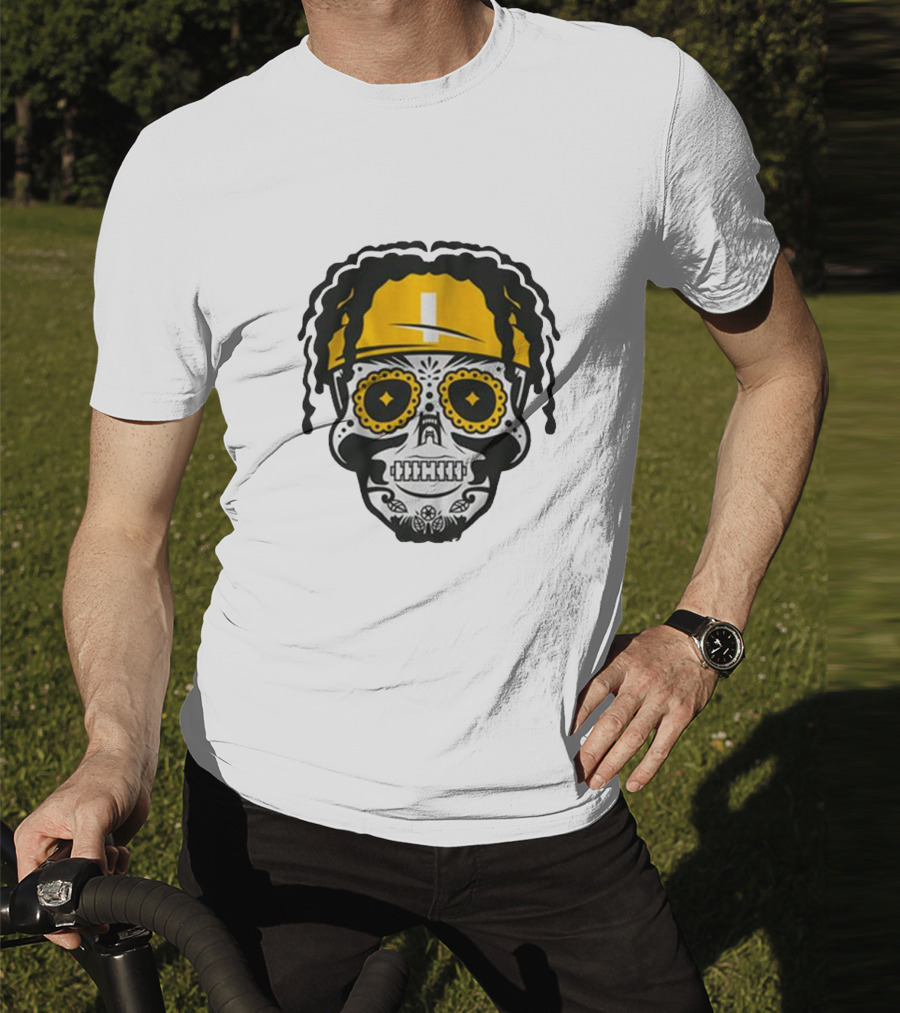Justin Fields Pittsburgh Football Sugar Skull T-Shirt
