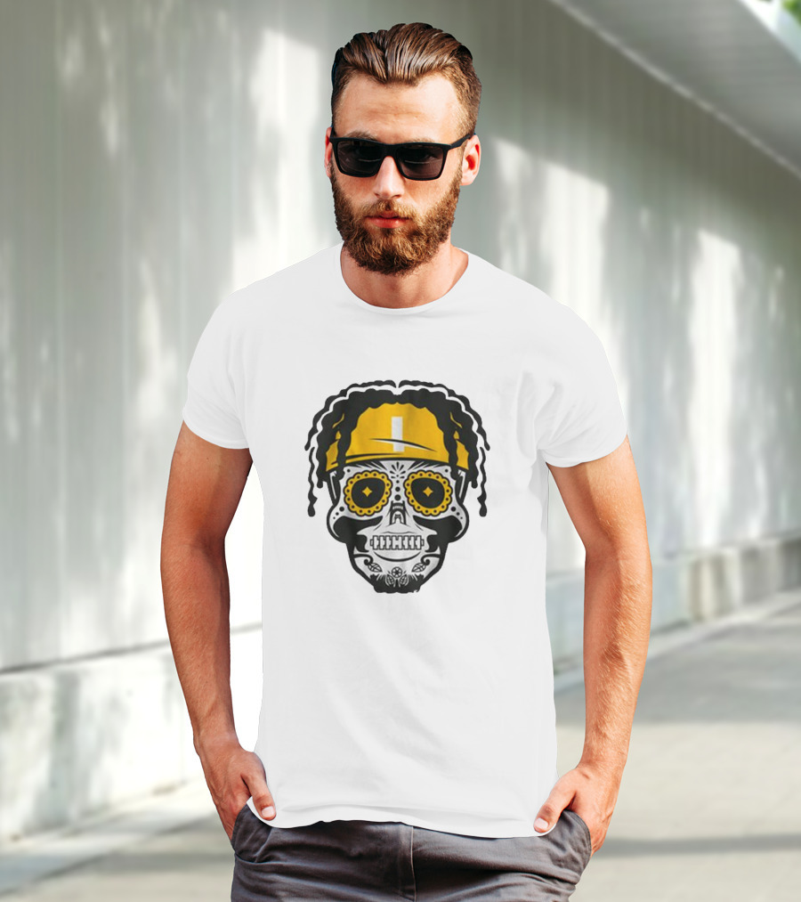 Justin Fields Pittsburgh Football Sugar Skull T-Shirt