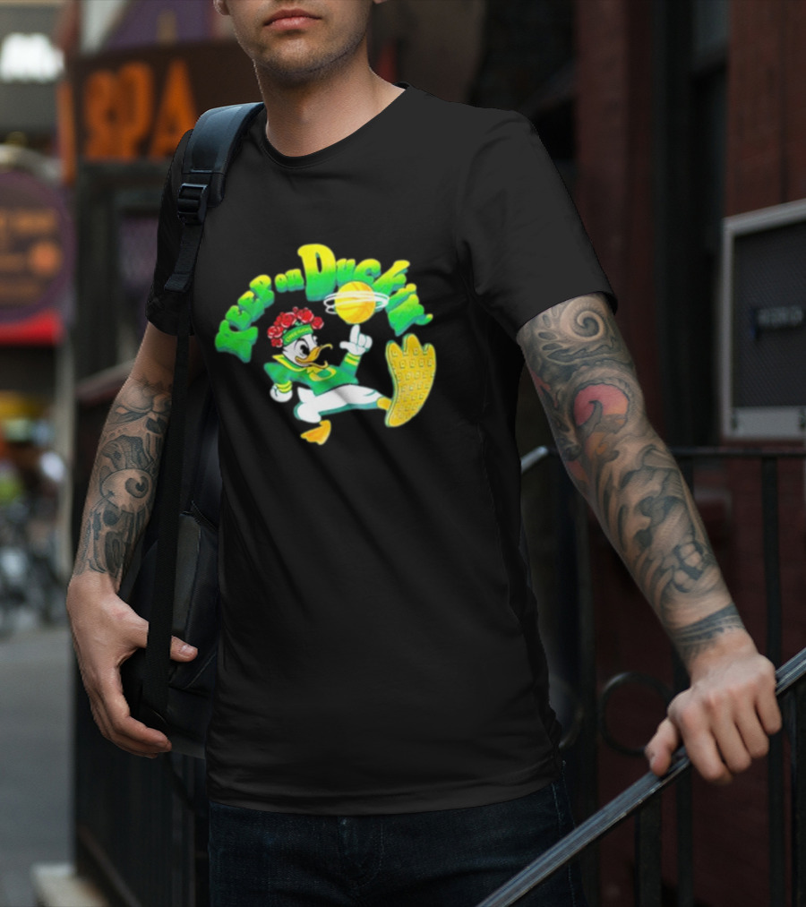 Keep On Duckin' Oregon Ducks Mascot Basketball Dunk T-Shirt
