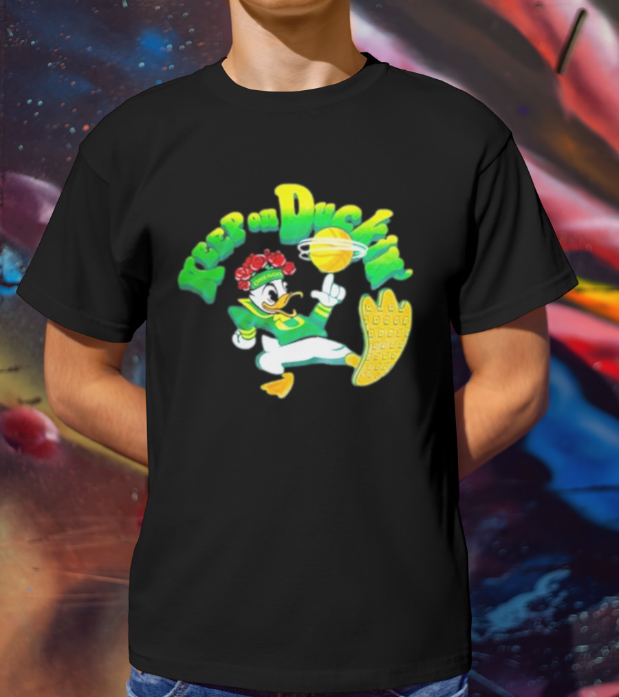 Keep On Duckin' Oregon Ducks Mascot Basketball Dunk T-Shirt