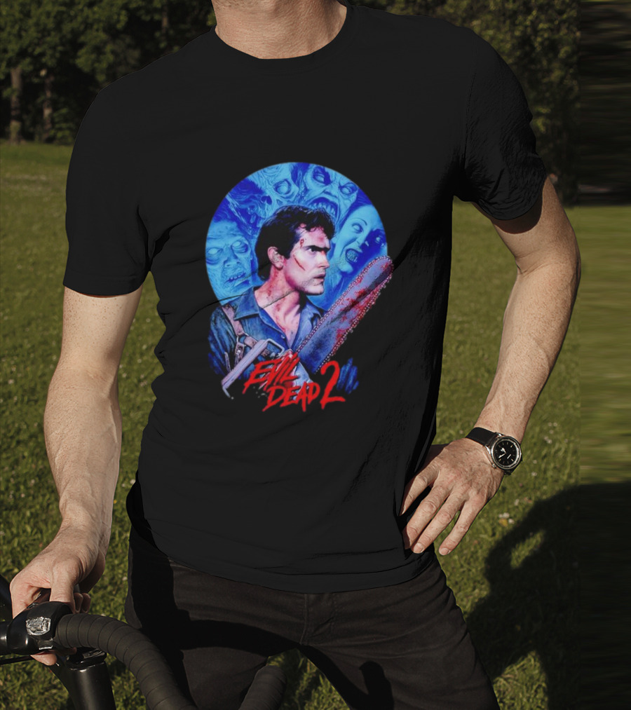 Evil Dead 2 Main Character Chainsaw Fight With Zombies T-Shirt