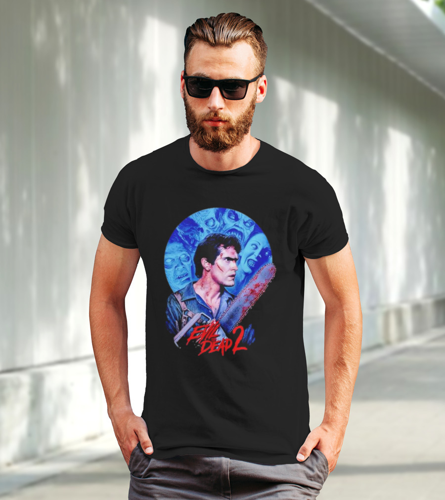 Evil Dead 2 Main Character Chainsaw Fight With Zombies T-Shirt