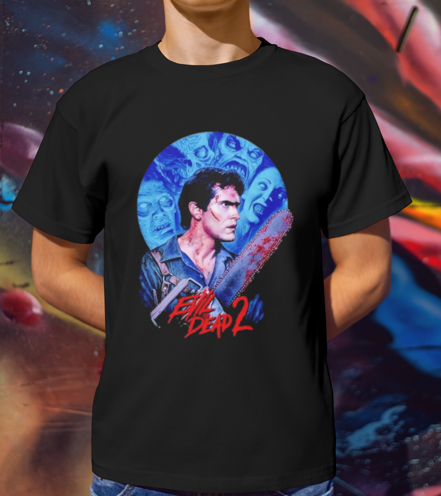 Evil Dead 2 Main Character Chainsaw Fight With Zombies T-Shirt
