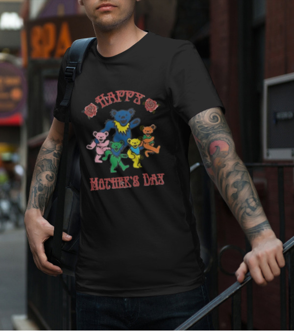 Happy Mother's Day Grateful Dead Dancing Bears Roses T-Shirt