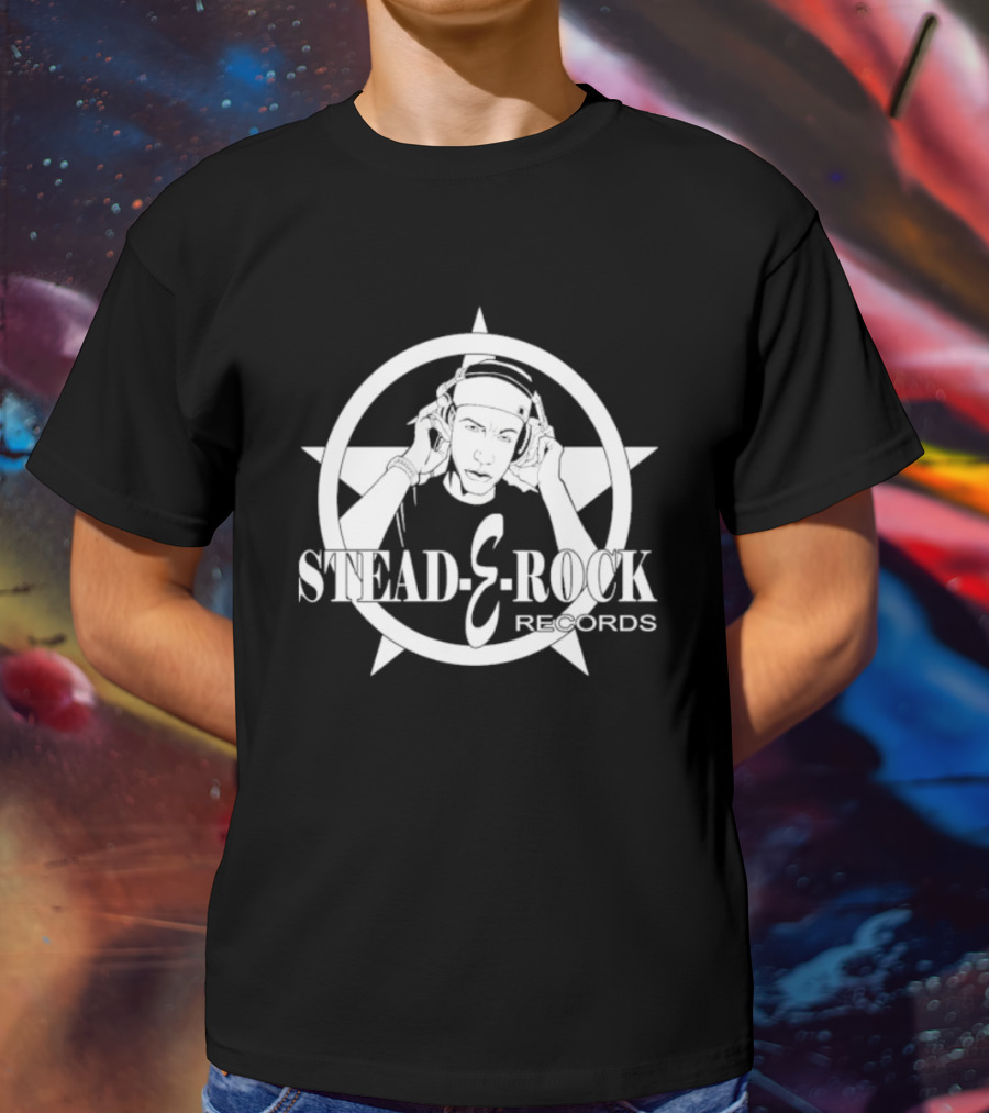 Stead E Rock Records Erockalipse DJ Headphones Star Emblem T-Shirt