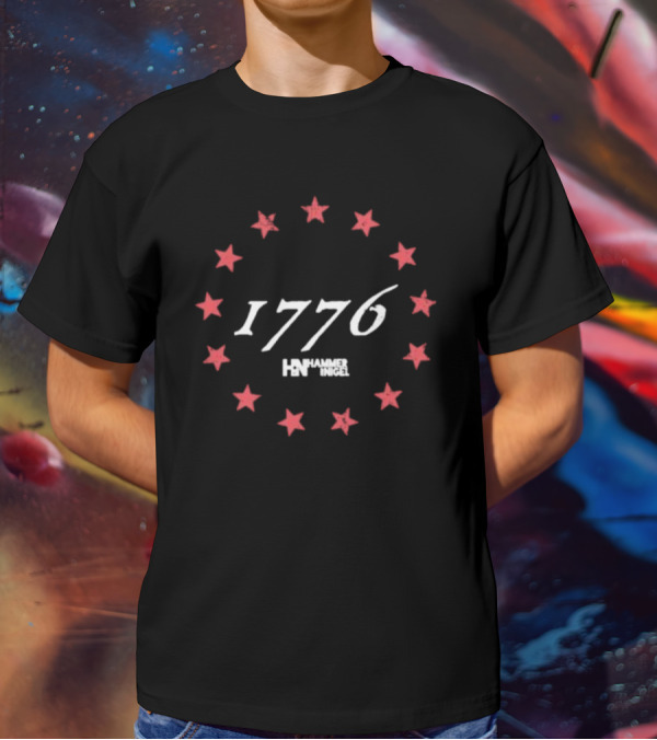 Hammer And Nigel 1776 Red Stars Circle Motif T-Shirt