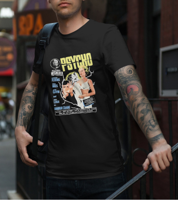 Alfred Hitchcock's Psycho Anthony Perkins Vera Miles John Gavin Janet Leigh As Marion Crane Theatre Admission Warning T-Shirt