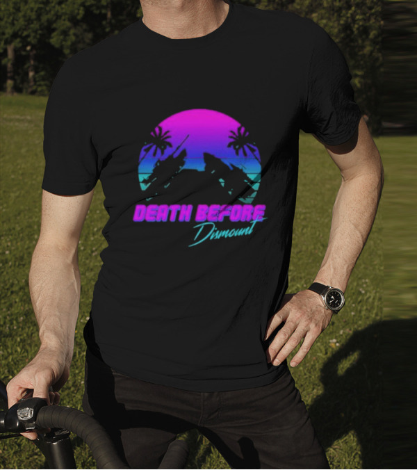 Tactically Jaded Death Before Dismount Retro Sunset Palms Rocket T-Shirt