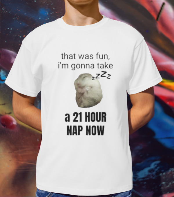 That Was Fun I’m Gonna Take A 21 Hour Nap Now With Sleeping Hamster Image T-Shirt