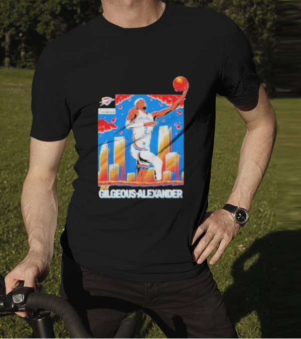 Thunder Basketball Hero Gilgeous-Alexander Skyline Dunk T-Shirt