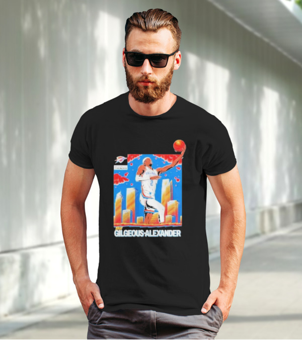 Thunder Basketball Hero Gilgeous-Alexander Skyline Dunk T-Shirt