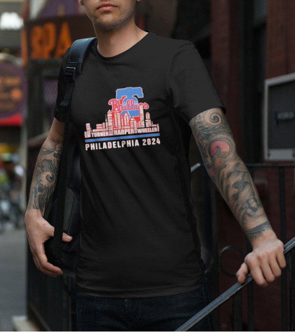 Philadelphia Phillies Harper Wheeler Skyline Players Name Philadelphia T-Shirt
