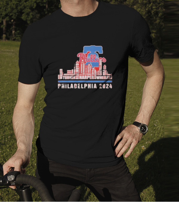 Philadelphia Phillies Harper Wheeler Skyline Players Name Philadelphia T-Shirt